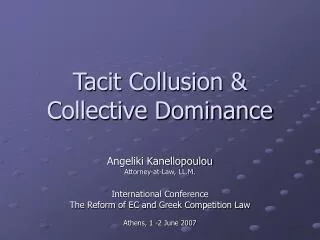 Tacit Collusion &amp; Collective Dominance