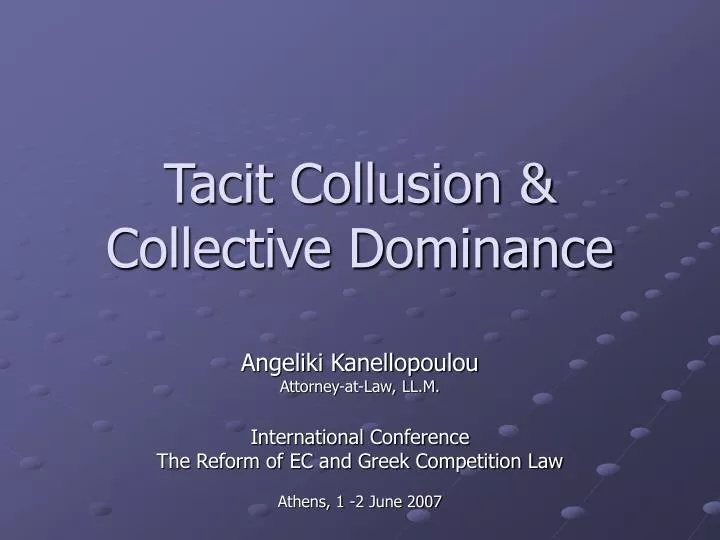 tacit collusion collective dominance