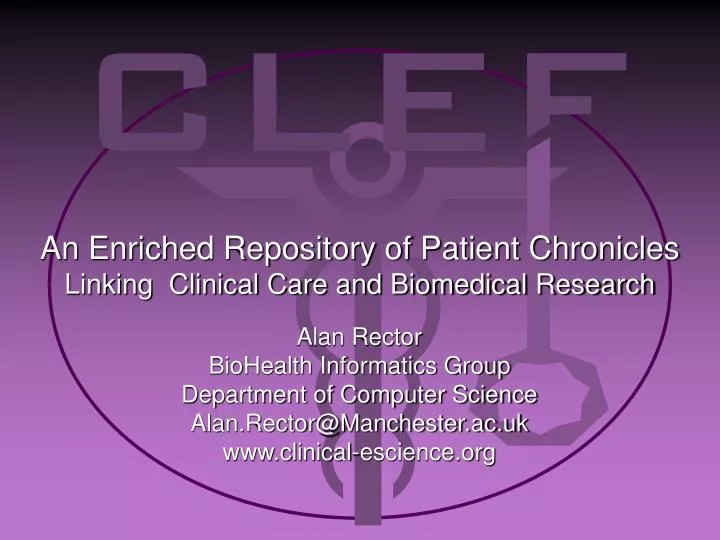 an enriched repository of patient chronicles linking clinical care and biomedical research