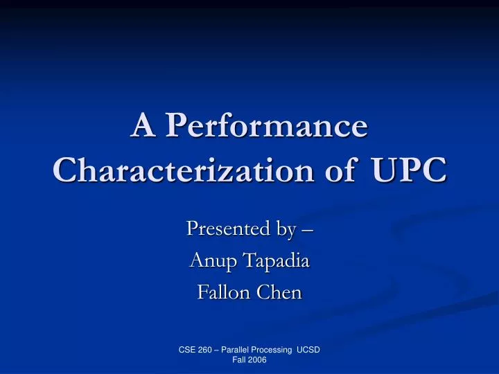 a performance characterization of upc