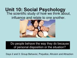 Unit 10: Social Psychology