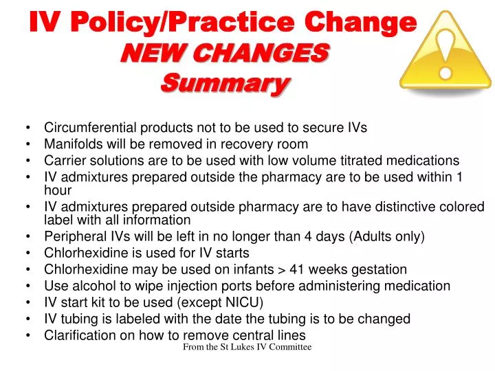 iv policy practice change new changes summary