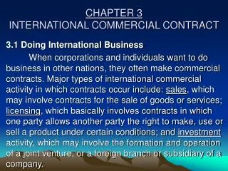 CHAPTER 3 INTERNATIONAL COMMERCIAL CONTRACT