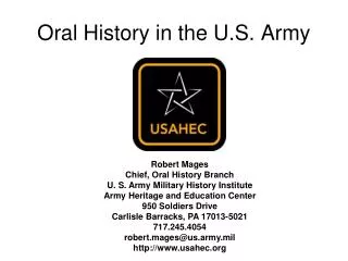 Oral History in the U.S. Army