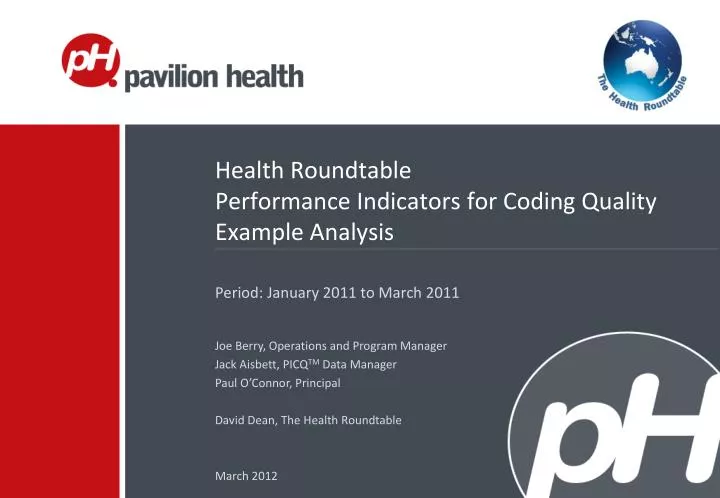 health roundtable performance indicators for coding quality example analysis