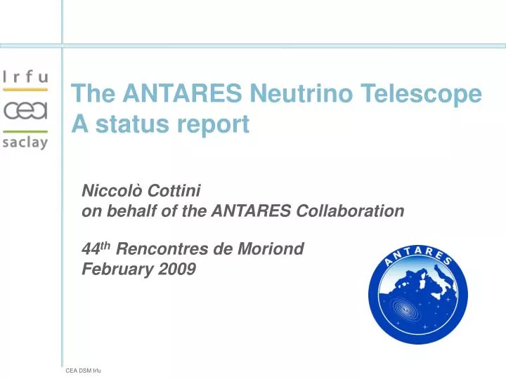 the antares neutrino telescope a status report