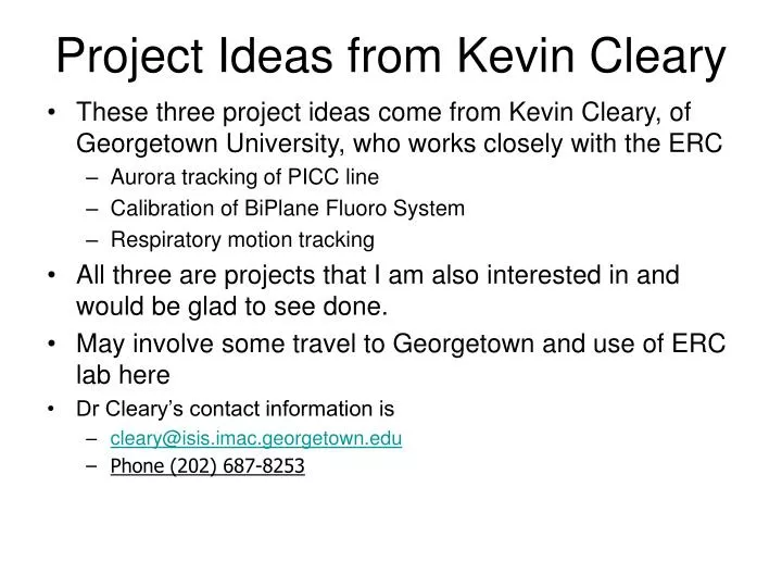 project ideas from kevin cleary
