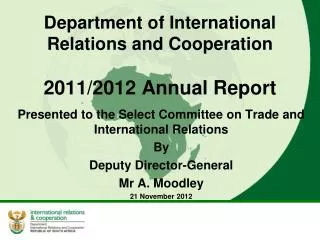 Department of International Relations and Cooperation 2011/2012 Annual Report