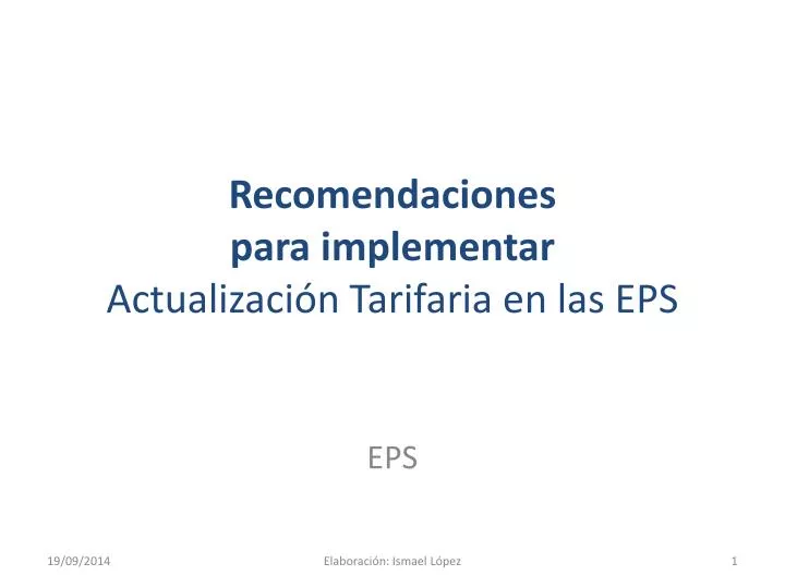 recomendaciones para implementar actualizaci n tarifaria en las eps