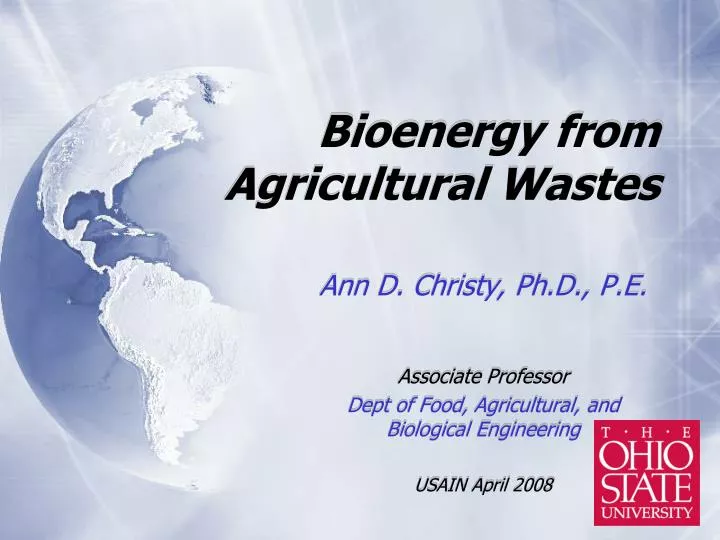bioenergy from agricultural wastes