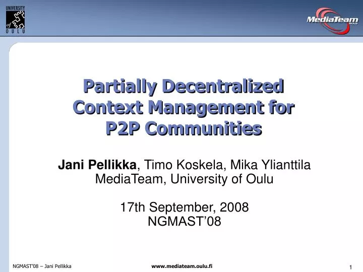 partially decentralized context management for p2p communities