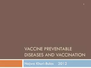 VACCINE PREVENTABLE DISEASES AND VACCINATION