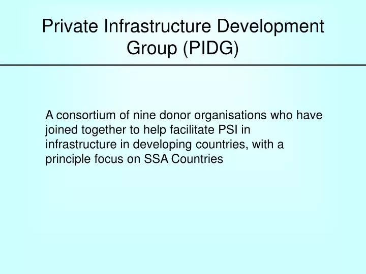 private infrastructure development group pidg