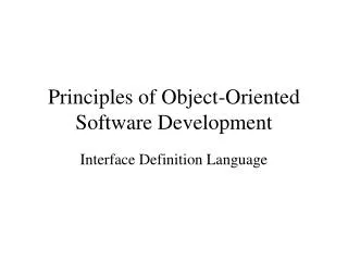 Principles of Object-Oriented Software Development