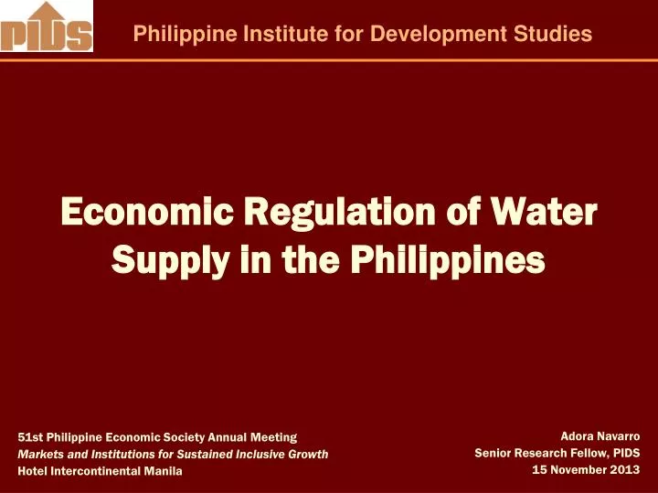 economic regulation of water supply in the philippines