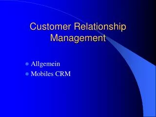 customer relationship management