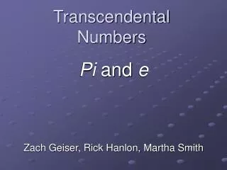 Transcendental Numbers