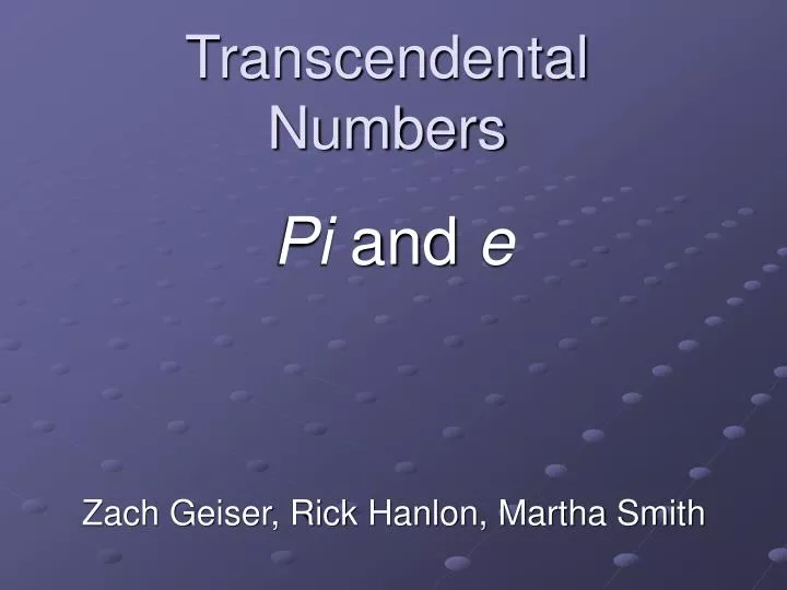 transcendental numbers