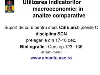 utilizarea indicatorilor macroeconomici n analize comparative