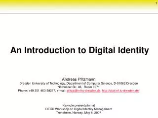 An Introduction to Digital Identity