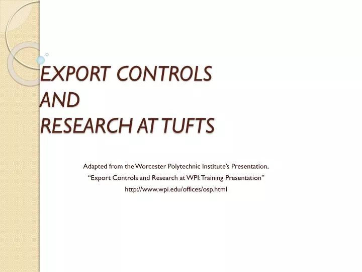 export controls and research at tufts
