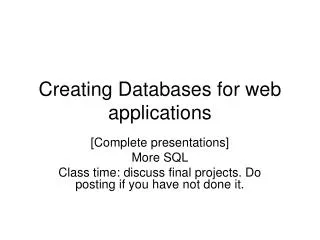 Creating Databases for web applications