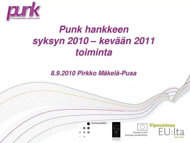 punk hankkeen syksyn 2010 kev n 2011 toiminta 8 9 2010 pirkko m kel pusa