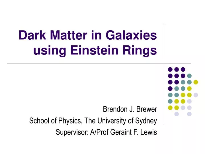 dark matter in galaxies using einstein rings