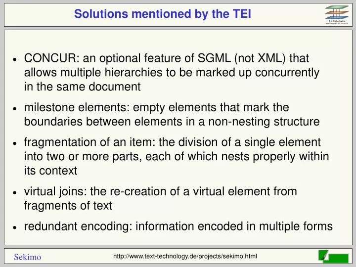 solutions mentioned by the tei