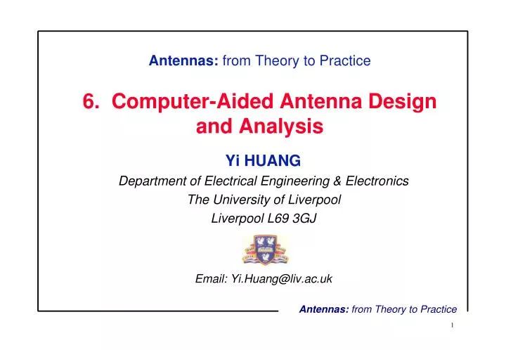 antennas from theory to practice 6 computer aided antenna design and analysis