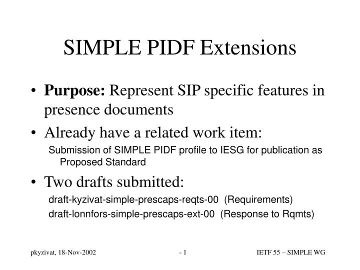 simple pidf extensions
