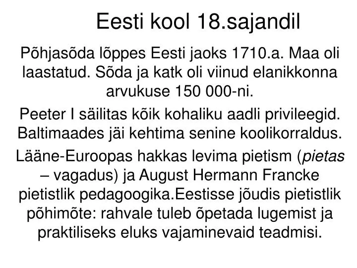 eesti kool 18 sajandil