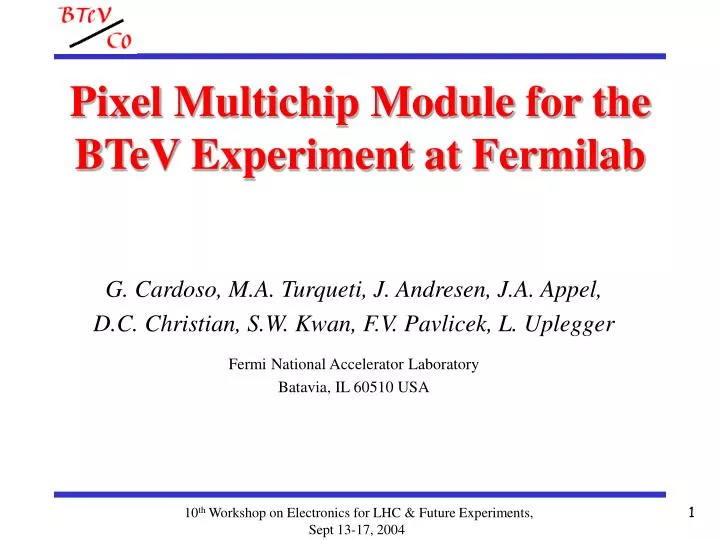 pixel multichip module for the btev experiment at fermilab