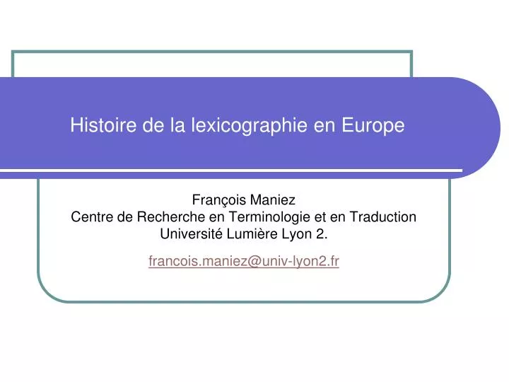 histoire de la lexicographie en europe