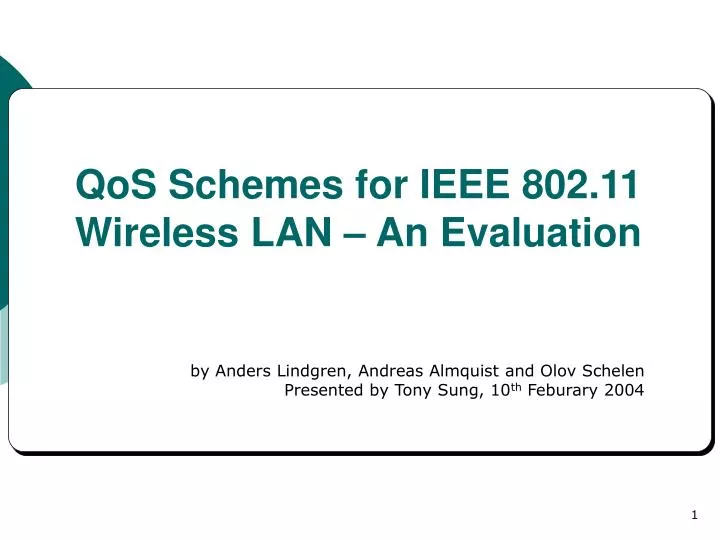 qos schemes for ieee 802 11 wireless lan an evaluation