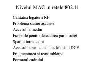 nivelul mac in retele 802 11