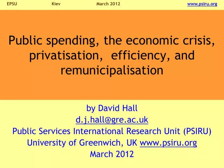public spending the economic crisis privatisation efficiency and remunicipalisation