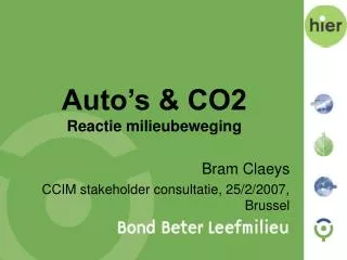 auto s co2 reactie milieubeweging