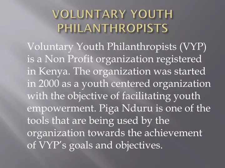 voluntary youth philanthropists