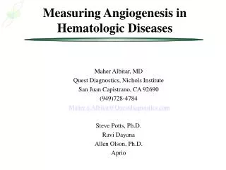 Measuring Angiogenesis in Hematologic Diseases