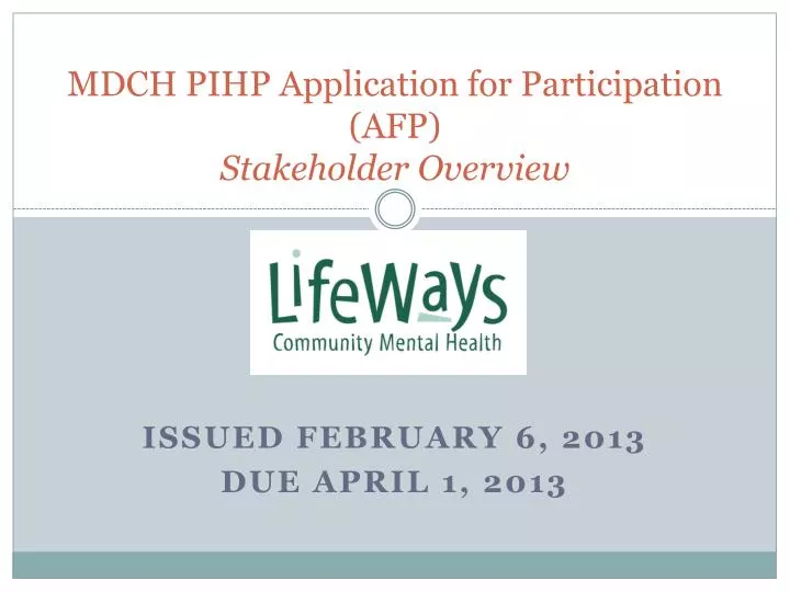 mdch pihp application for participation afp stakeholder overview