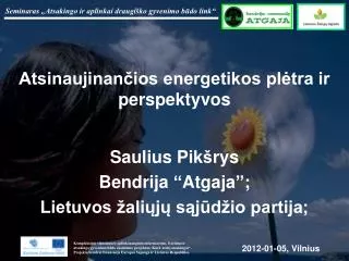 atsinaujinan ios energetikos pl tra ir perspektyvos
