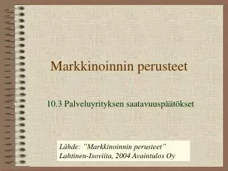 markkinoinnin perusteet