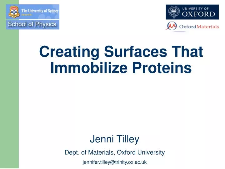 creating surfaces that immobilize proteins