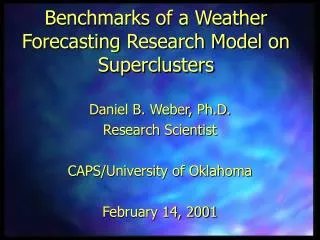 Benchmarks of a Weather Forecasting Research Model on Superclusters