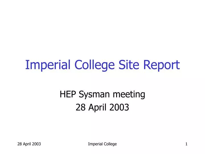imperial college site report
