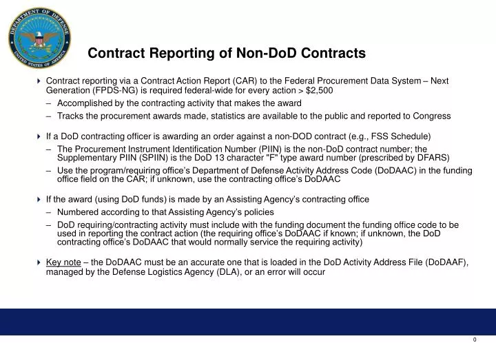 contract reporting of non dod contracts