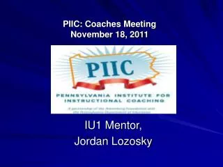 PIIC: Coaches Meeting November 18, 2011