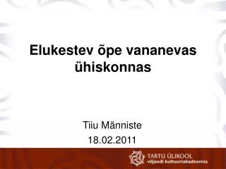 elukestev pe vananevas hiskonnas
