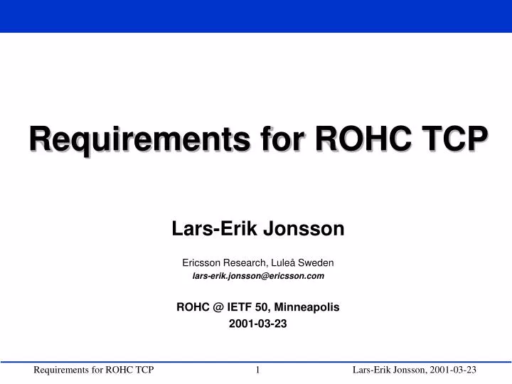 requirements for rohc tcp